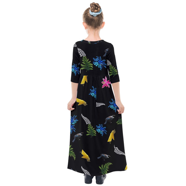 Tui Kowhai Fern Kids' Quarter Sleeve Maxi Dress