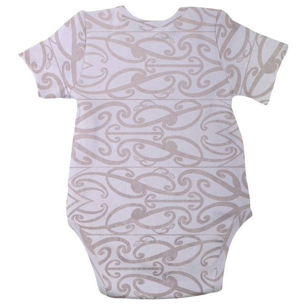 Beige Koru Pastel Baby Short Sleeve Bodysuit