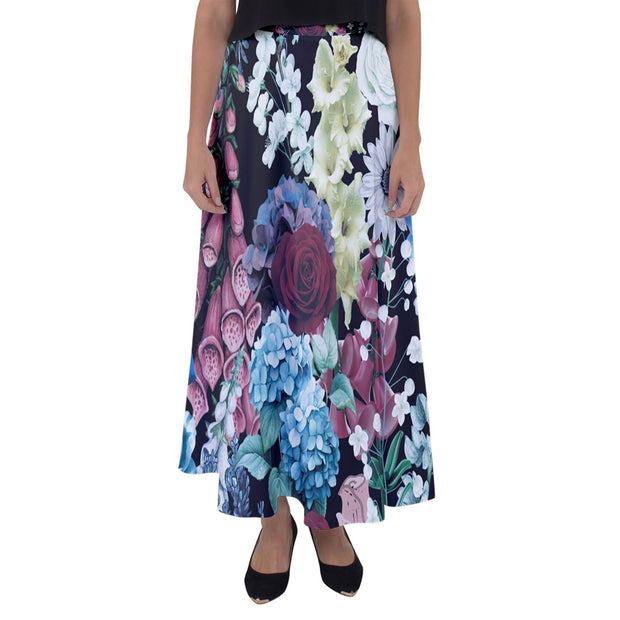 Floral Arrangement Flared Maxi Skirt