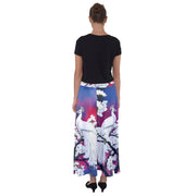 White Peacock Birds Flared Maxi Skirt
