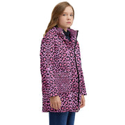 Pink Leopard Fur Kids' Hooded Longline Puffer Jacket