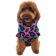Teal and Pink Leopard Fur Print Dog Coat