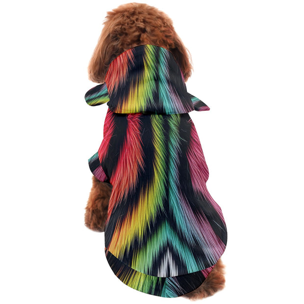 Rainbow Zebra Fur Print Dog Coat