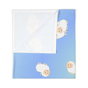 Cute Pastel Blue and Green Sheep Baby Swaddle Blanket