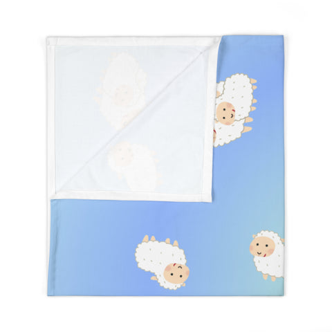 Cute Pastel Blue and Green Sheep Baby Swaddle Blanket