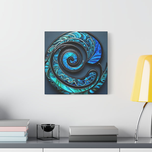 Stunning Blue Paua Abalone Shell Spiral Classic Canvas