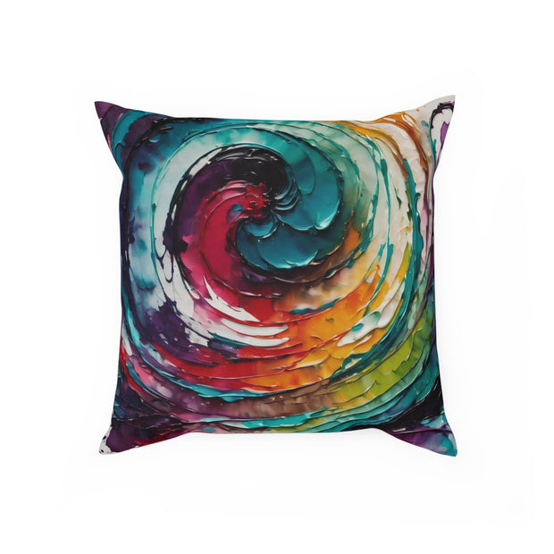 Colorful Swirl In Watercolors and Oils Cushion