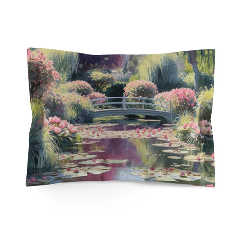 Monet Inspired Lily Pond Microfiber Pillow Sham