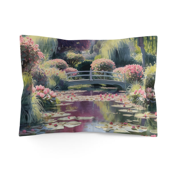Monet Inspired Lily Pond Microfiber Pillow Sham