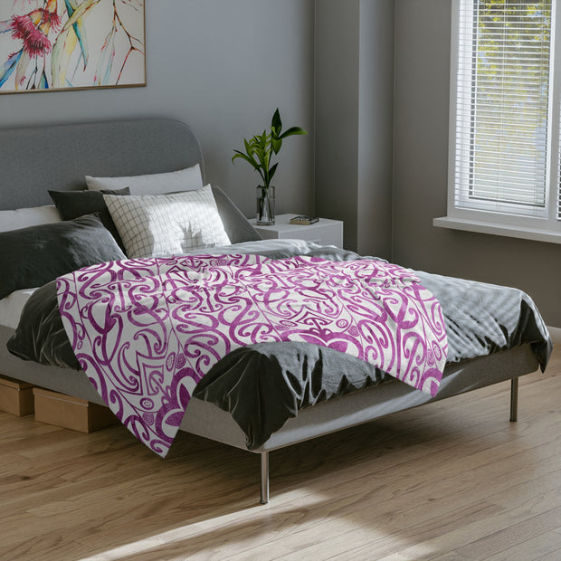 Purple Koru Velveteen Microfiber Blanket