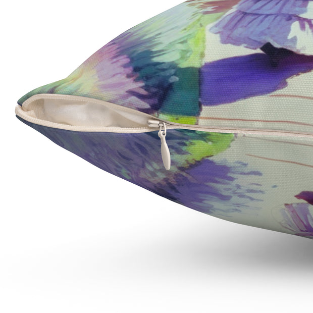 Monet Inspired Girl Walking In Garden Spun Polyester Square Pillow