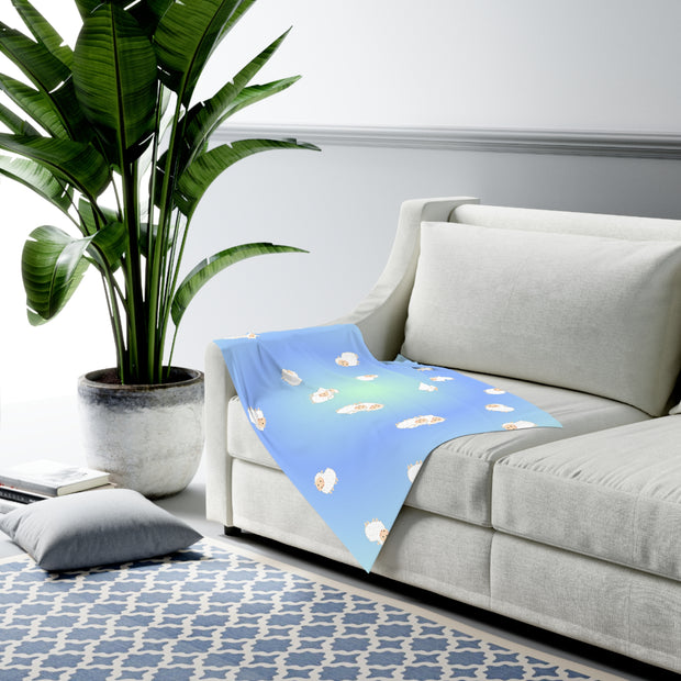Cute Pastel Blue and Green Sheep Baby Swaddle Blanket