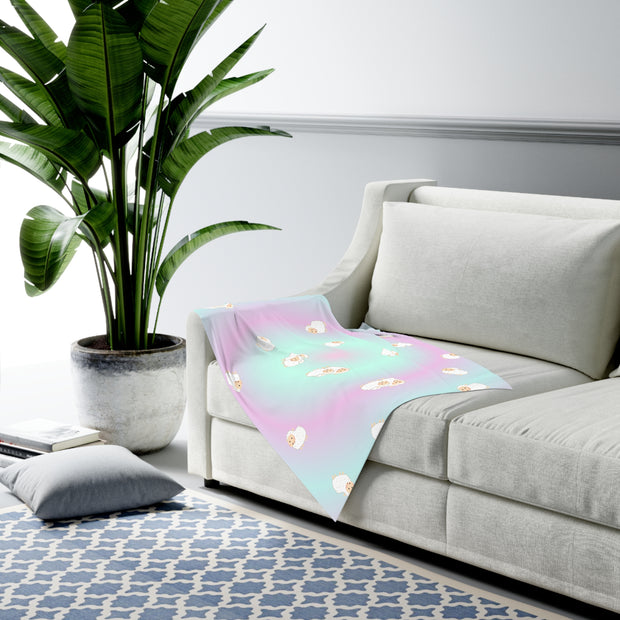 Pastel Pink and Green Sheep Baby Swaddle Blanket