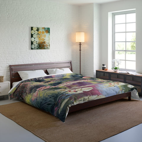 Monet Inspired Garden Watercolor Comforter