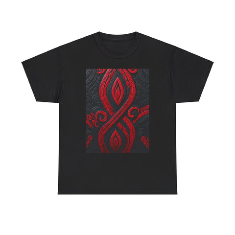Red and Black Maori Design Mana Unisex Heavy Cotton Tee