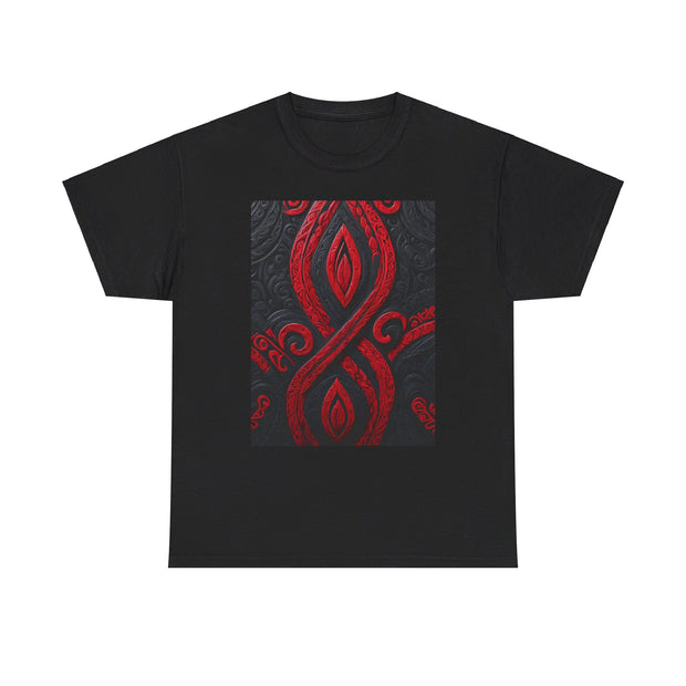 Red and Black Maori Design Mana Unisex Heavy Cotton Tee