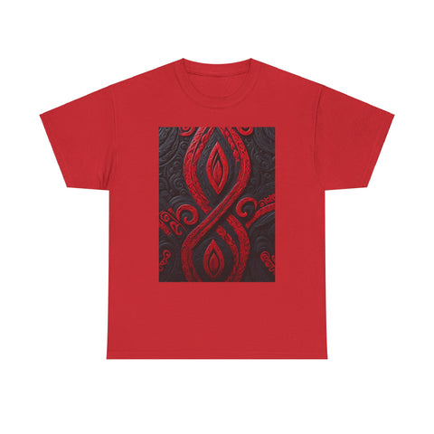 Red and Black Maori Design Mana Unisex Heavy Cotton Tee
