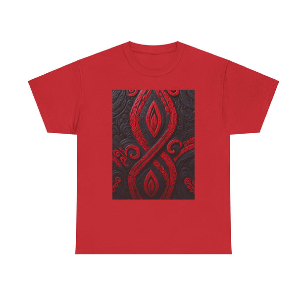 Red and Black Maori Design Mana Unisex Heavy Cotton Tee