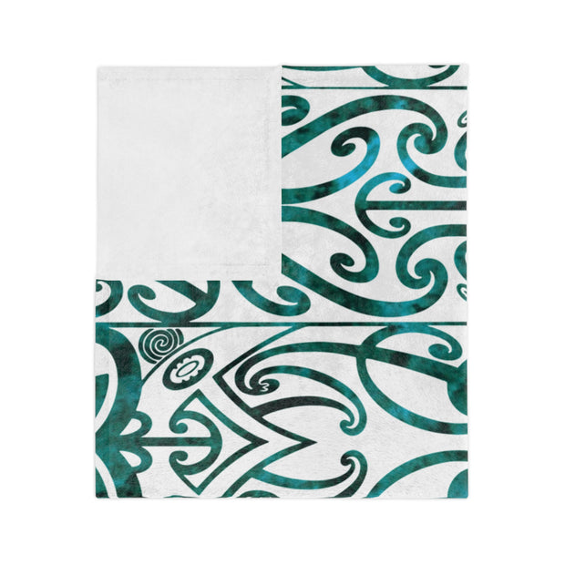 Dark Teal Green Koru Velveteen Microfiber Blanket