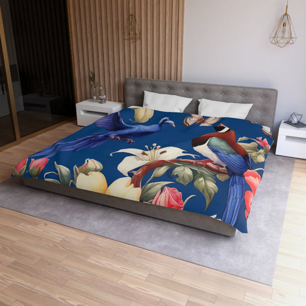Pheasants A Blue Microfiber Duvet Cover