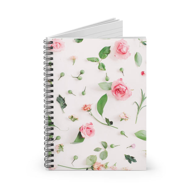 Spiral Notebook - Ruled Line Soft Pink Rosebuds