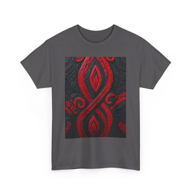 Red and Black Maori Design Mana Unisex Heavy Cotton Tee