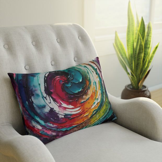 Colorful Swirl In Watercolors and Oils Cushion