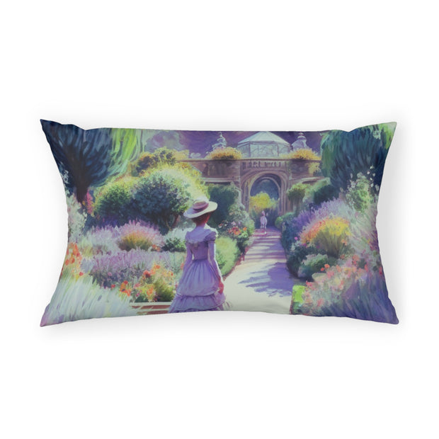 Monet Inspired Girl Walking In Garden Pillow Sham