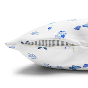 Blue and White Flowers and Butterflies Spun Polyester Square Pillowcase