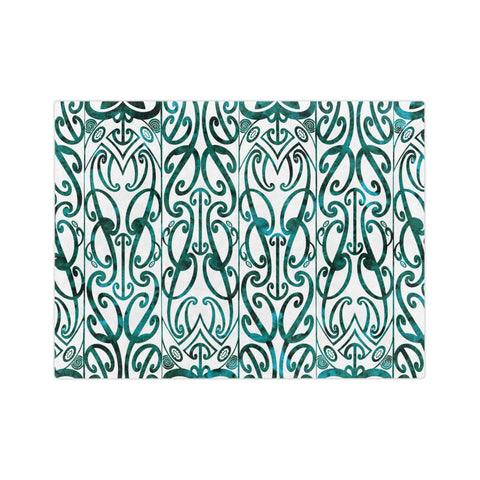 Dark Teal Green Koru Velveteen Microfiber Blanket