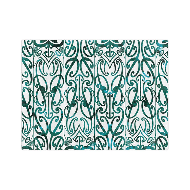 Dark Teal Green Koru Velveteen Microfiber Blanket