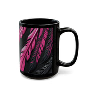 Pink and Black Feathers Mug (11oz, 15oz) Black
