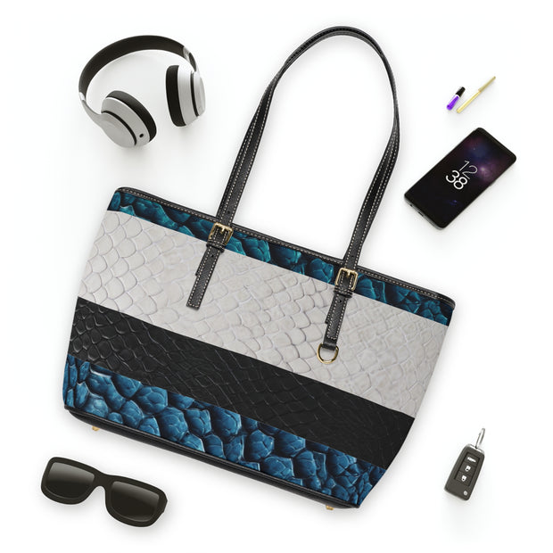 Blue White Black Snake Skin PU Leather Shoulder Bag