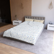 Blue and White Flowers and Butterflies Microfiber Duvet Cover