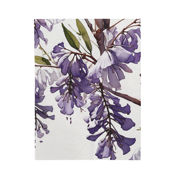 Purple Jacaranda Flowers Velveteen Plush Blanket