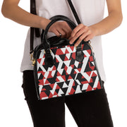 Red Black and White Modern Tukutuku Shoulder Handbag