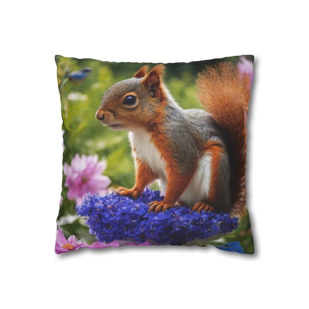 Cute Squirrel In The Forest Spun Polyester Square Pillowcase