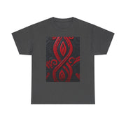 Red and Black Maori Design Mana Unisex Heavy Cotton Tee