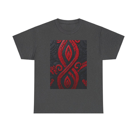 Red and Black Maori Design Mana Unisex Heavy Cotton Tee