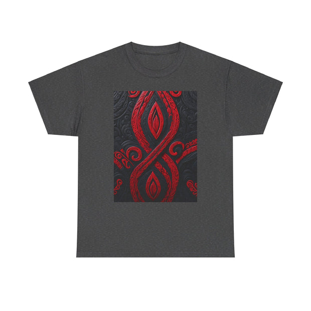 Red and Black Maori Design Mana Unisex Heavy Cotton Tee