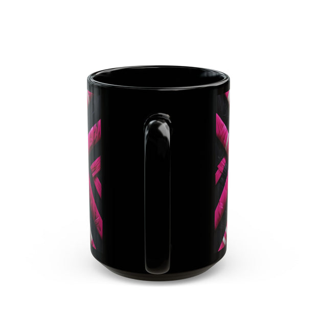 Pink and White Weaving Black Mug (11oz, 15oz)