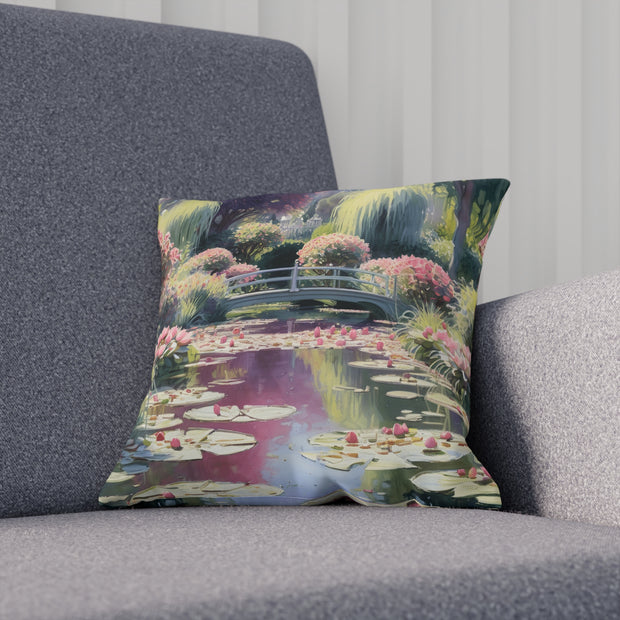 Monet Inspired Lily pond Cushion Watercolor