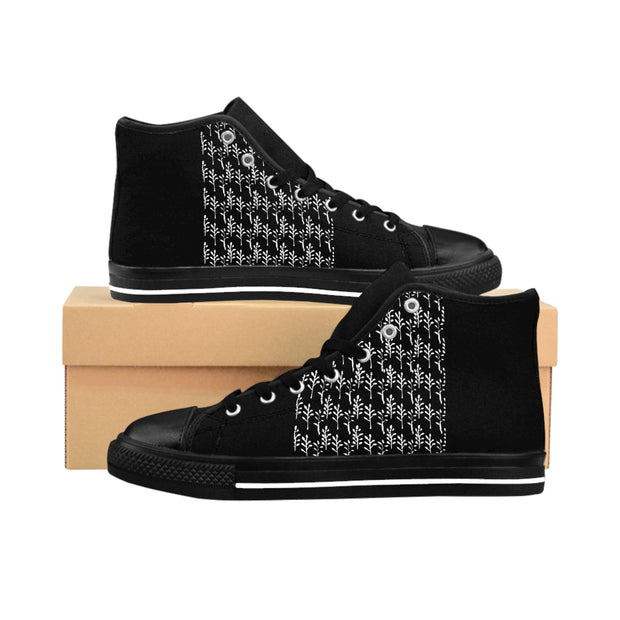 Women's High-top Sneakers Black Summer Leaves