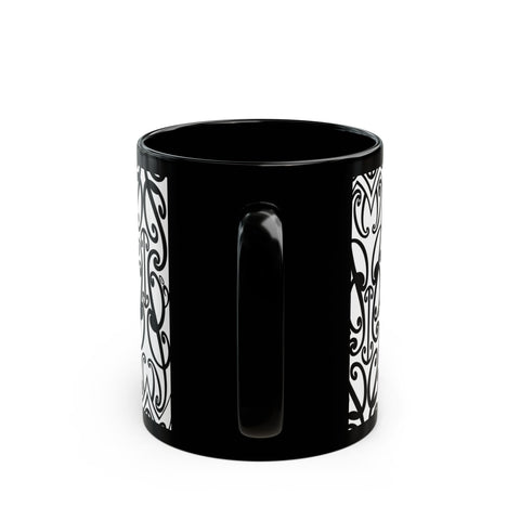 Black And White Koru Black Mug (11oz, 15oz)