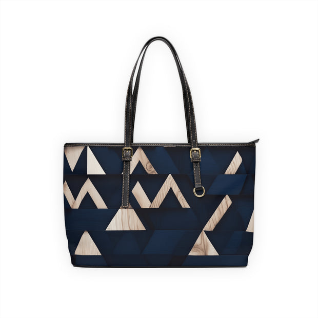Navy Blue Modern Tukutuku PU Leather Shoulder Bag