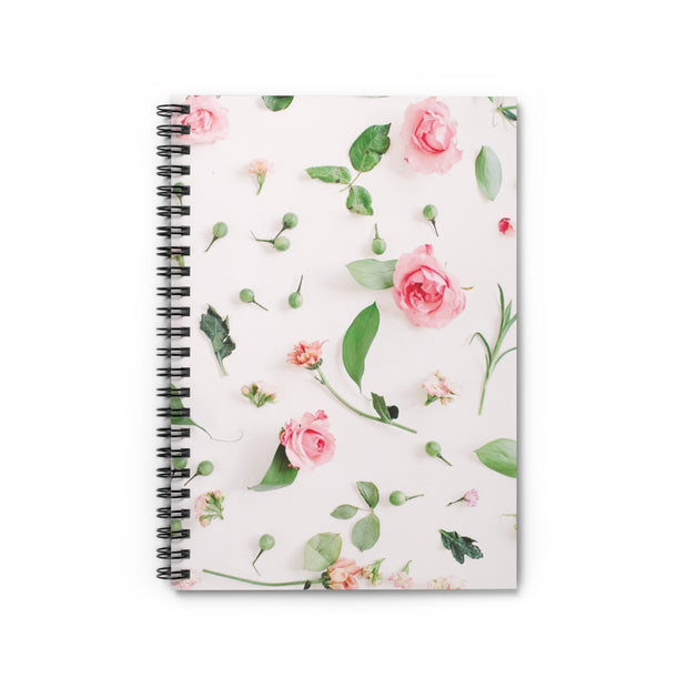 Spiral Notebook - Ruled Line Soft Pink Rosebuds
