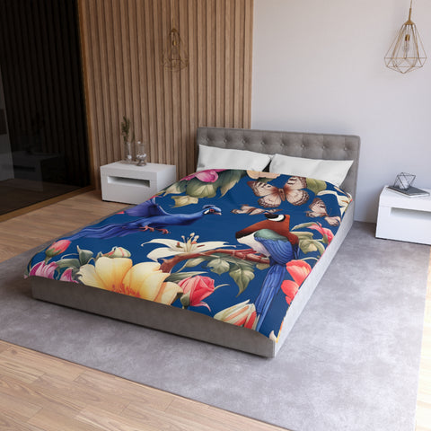 Pheasants A Blue Microfiber Duvet Cover