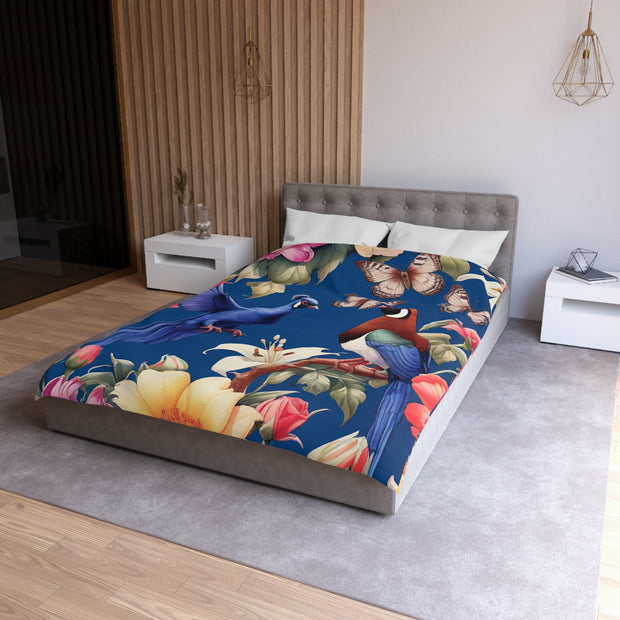 Pheasants A Blue Microfiber Duvet Cover