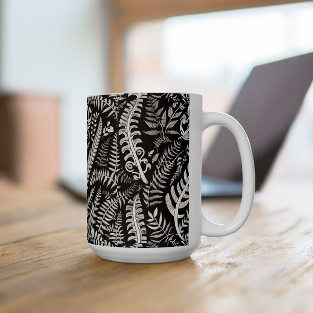 Dark Coco Fern and Bone Ceramic Mug, (11oz, 15oz)