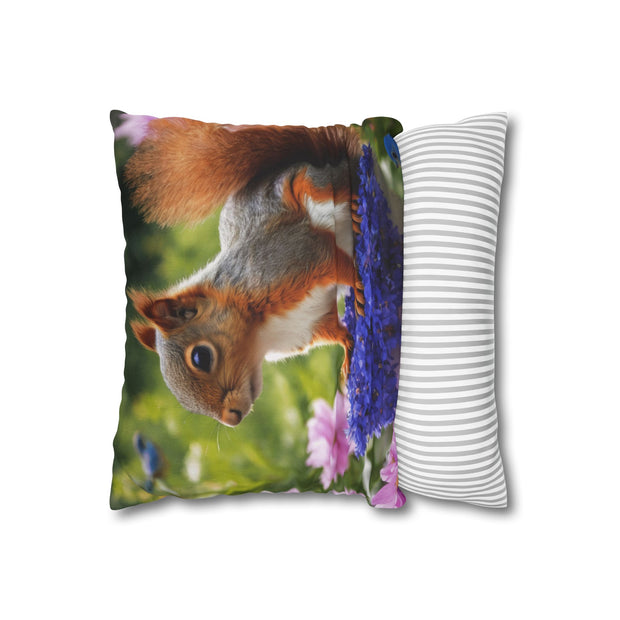 Cute Squirrel In The Forest Spun Polyester Square Pillowcase